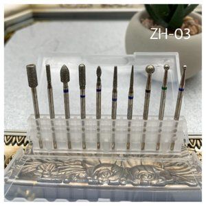 10 pcs SET ZH-03 Driil Bur Fine 3/32 Efile Flat Top Professional electric nail a